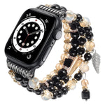 Bracelet de montre à chaîne perlée et pompon, compatible avec Apple Watch 46 mm / 49 mm / 45 mm / 44 mm et Apple Watch 42 mm / 41 mm / 40 mm / 38 mm
