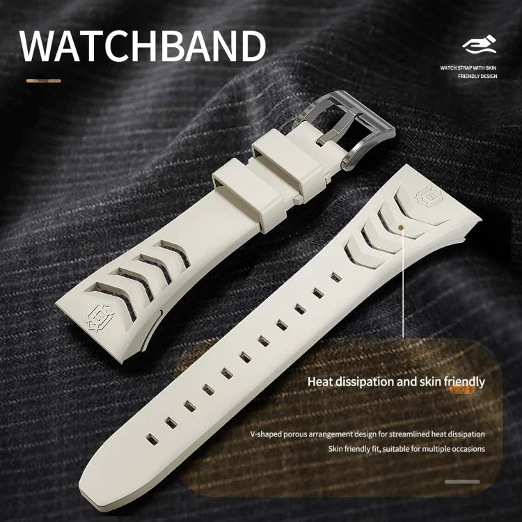 Bracelet de montre RedPepper Armor en métal avec silicone intégré, pour Apple Watch 44 mm / 45 mm