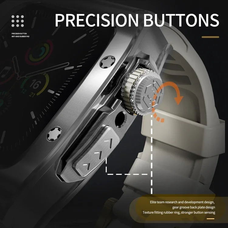 Bracelet de montre RedPepper Armor en métal avec silicone intégré, pour Apple Watch 44 mm / 45 mm