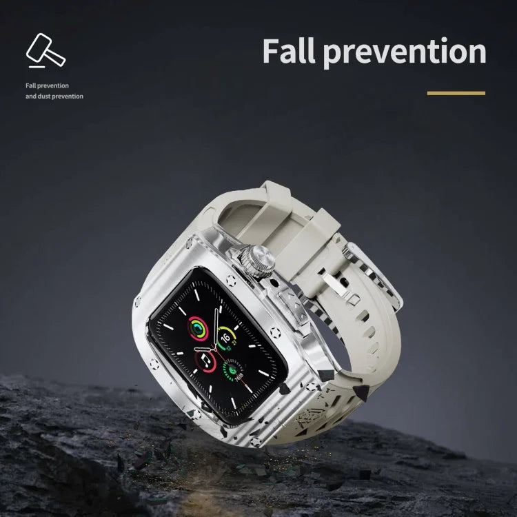 Bracelet de montre RedPepper Armor en métal avec silicone intégré, pour Apple Watch 44 mm / 45 mm