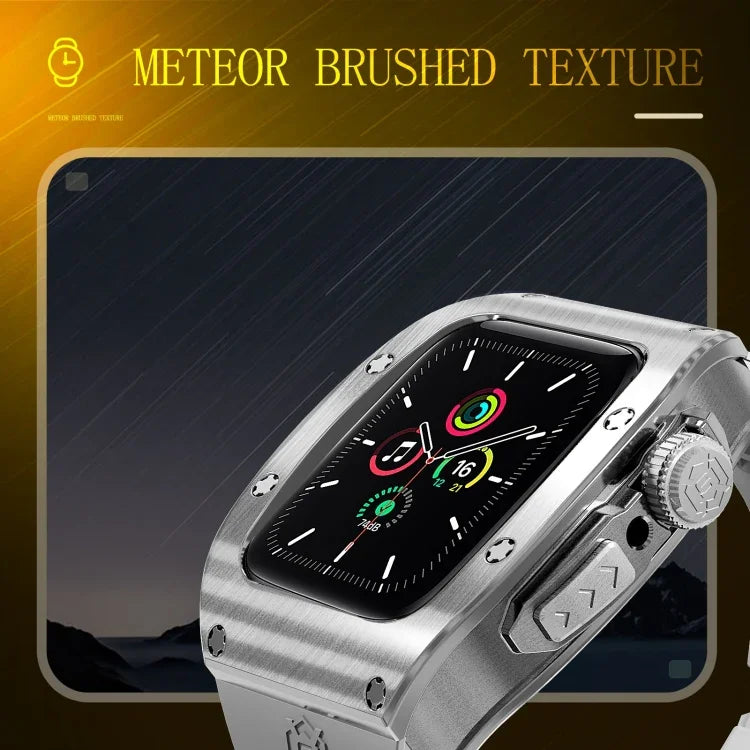 Bracelet de montre RedPepper Armor en métal avec silicone intégré, pour Apple Watch 44 mm / 45 mm