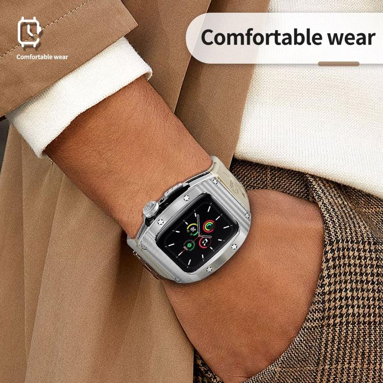 Bracelet de montre RedPepper Armor en métal avec silicone intégré, pour Apple Watch 44 mm / 45 mm