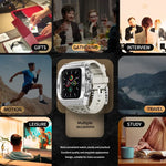 Bracelet de montre RedPepper Armor en métal avec silicone intégré, pour Apple Watch 44 mm / 45 mm