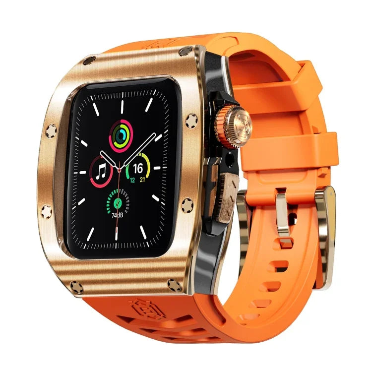 Bracelet de montre RedPepper Armor en métal avec silicone intégré, pour Apple Watch 44 mm / 45 mm