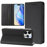 Coque de téléphone en cuir RFID RC01 à double pli magnétique, pour iPhone 17e / 16e, pour iPhone 17 Pro Max, pour iPhone 17 Pro, pour iPhone 17, pour iPhone Air, pour iPhone 16 Pro Max