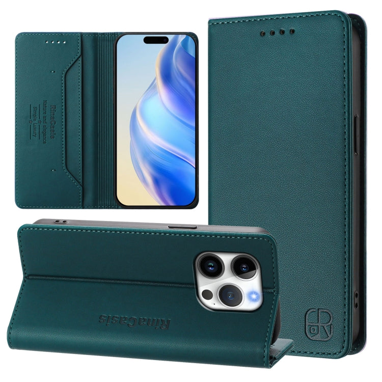 Coque de téléphone en cuir RFID RC01 à double pli magnétique, pour iPhone 17e / 16e, pour iPhone 17 Pro Max, pour iPhone 17 Pro, pour iPhone 17, pour iPhone Air, pour iPhone 16 Pro Max