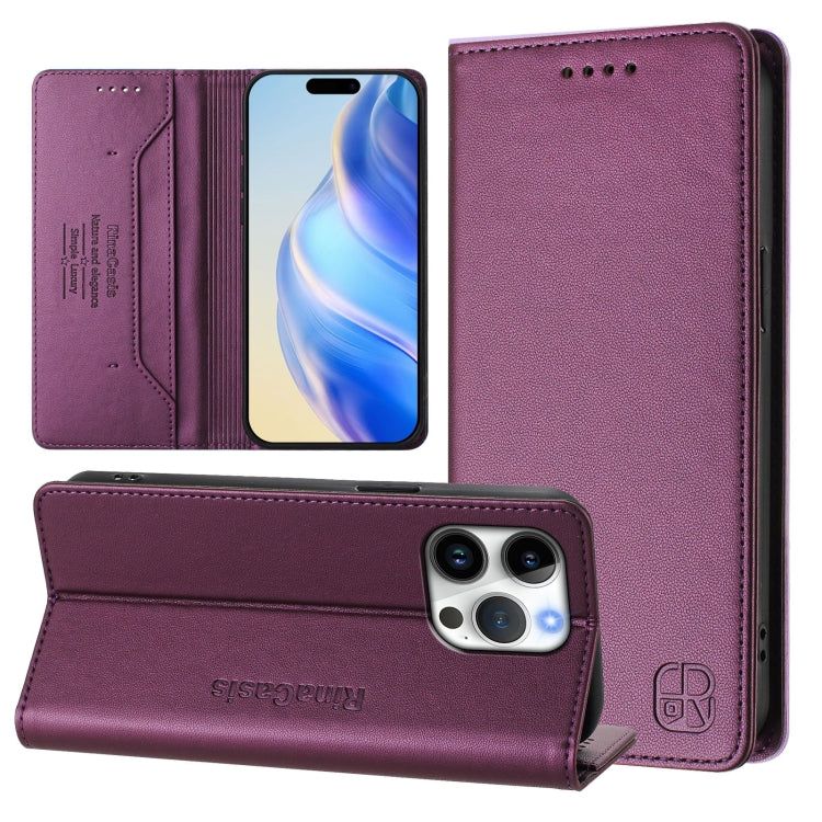 Coque de téléphone en cuir RFID RC01 à double pli magnétique, pour iPhone 17e / 16e, pour iPhone 17 Pro Max, pour iPhone 17 Pro, pour iPhone 17, pour iPhone Air, pour iPhone 16 Pro Max