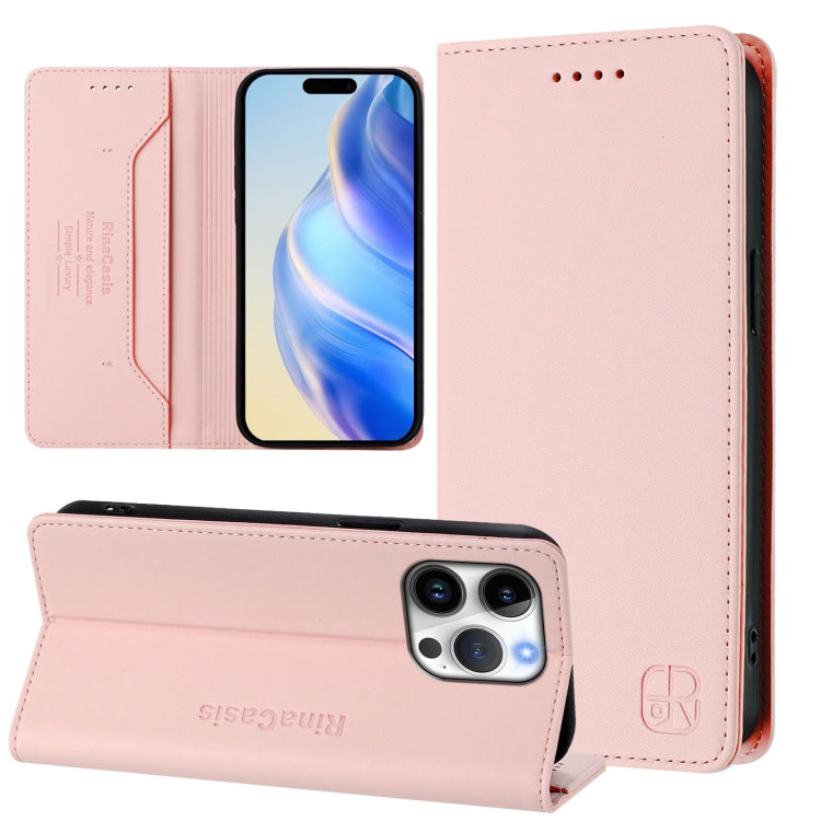 RC01 Dual-Folded Magnetic Suction RFID Leather Phone Case, For iPhone 16 Pro, For iPhone 16 Plus, For iPhone 16, For iPhone 15 Pro Max, For iPhone 15 Pro, For iPhone 15 Plus