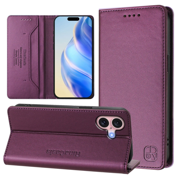 RC01 Dual-Folded Magnetic Suction RFID Leather Phone Case, For iPhone 16 Pro, For iPhone 16 Plus, For iPhone 16, For iPhone 15 Pro Max, For iPhone 15 Pro, For iPhone 15 Plus