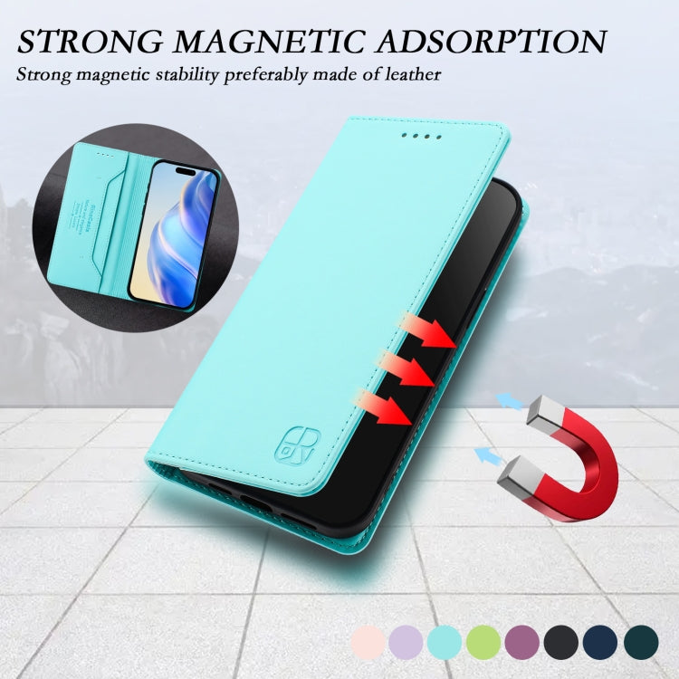 Coque de téléphone en cuir RFID RC01 à double pli magnétique, pour iPhone 17e / 16e, pour iPhone 17 Pro Max, pour iPhone 17 Pro, pour iPhone 17, pour iPhone Air, pour iPhone 16 Pro Max