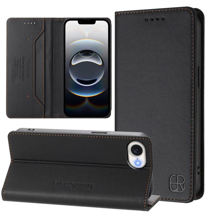 Coque de téléphone en cuir RFID RC01 à double pli magnétique, pour iPhone 17e / 16e, pour iPhone 17 Pro Max, pour iPhone 17 Pro, pour iPhone 17, pour iPhone Air, pour iPhone 16 Pro Max