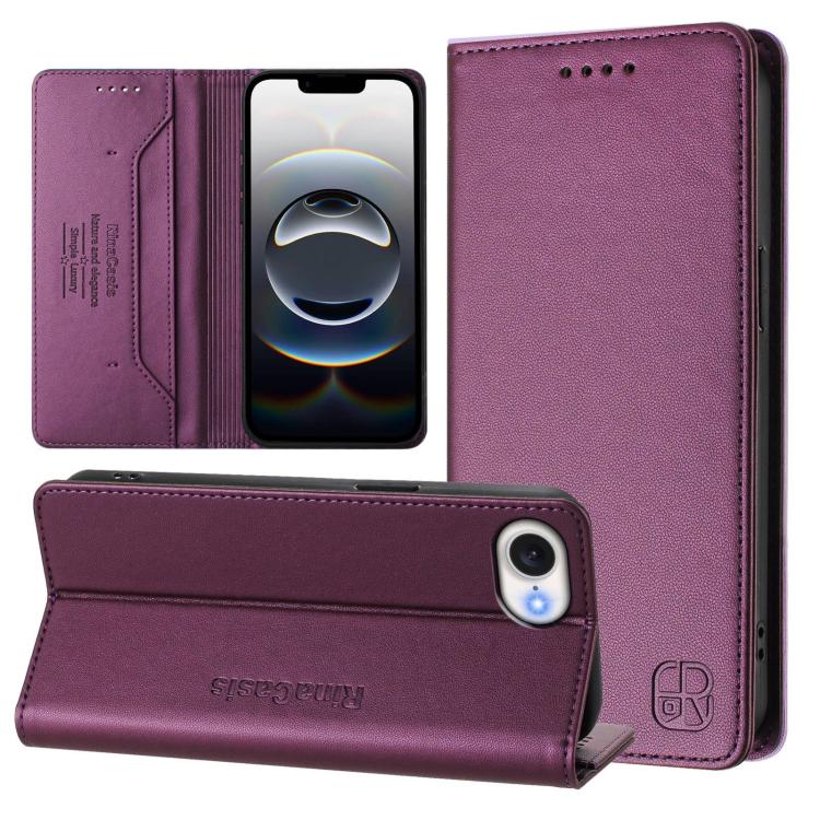 Coque de téléphone en cuir RFID RC01 à double pli magnétique, pour iPhone 17e / 16e, pour iPhone 17 Pro Max, pour iPhone 17 Pro, pour iPhone 17, pour iPhone Air, pour iPhone 16 Pro Max