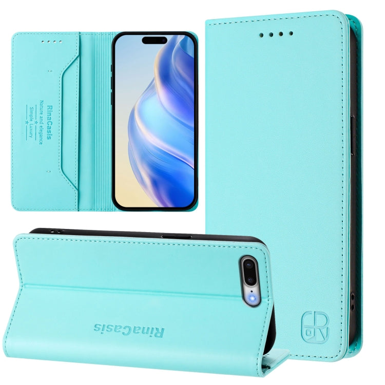 Étui de Téléphone en Cuir RFID à Double Pliage et Aspiration Magnétique RC01, Pour iPhone 7 Plus / 8 Plus