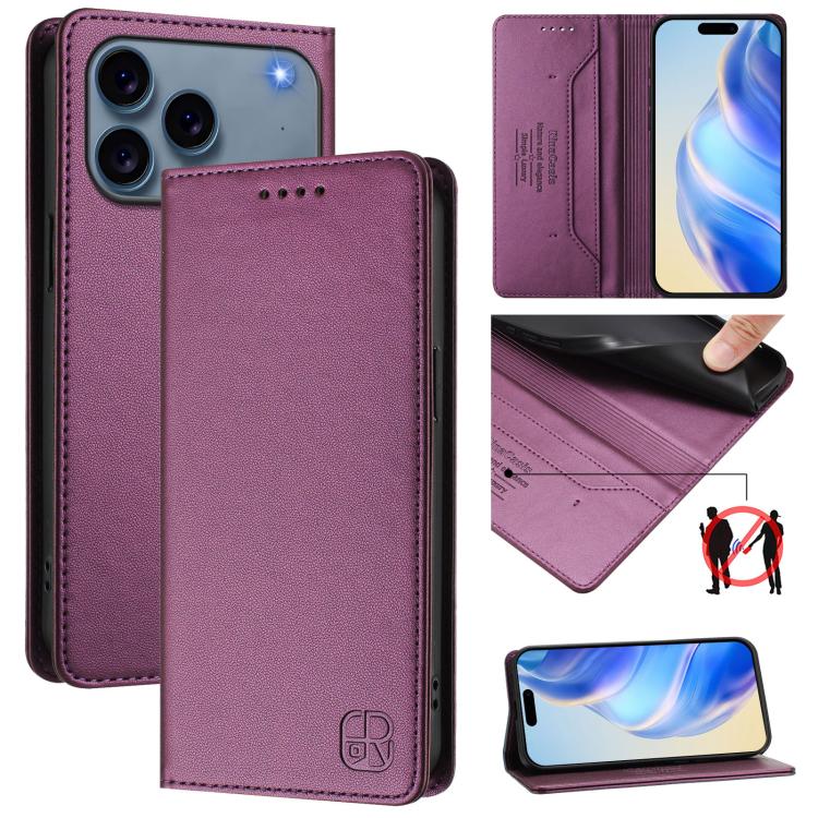 Coque de téléphone en cuir RFID RC01 à double pli magnétique, pour iPhone 17e / 16e, pour iPhone 17 Pro Max, pour iPhone 17 Pro, pour iPhone 17, pour iPhone Air, pour iPhone 16 Pro Max