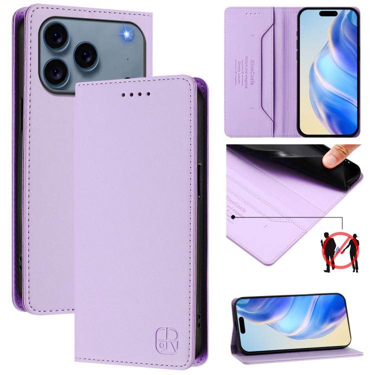 Coque de téléphone en cuir RFID RC01 à double pli magnétique, pour iPhone 17e / 16e, pour iPhone 17 Pro Max, pour iPhone 17 Pro, pour iPhone 17, pour iPhone Air, pour iPhone 16 Pro Max