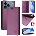 Coque de téléphone en cuir RFID RC01 à double pli magnétique, pour iPhone 17e / 16e, pour iPhone 17 Pro Max, pour iPhone 17 Pro, pour iPhone 17, pour iPhone Air, pour iPhone 16 Pro Max
