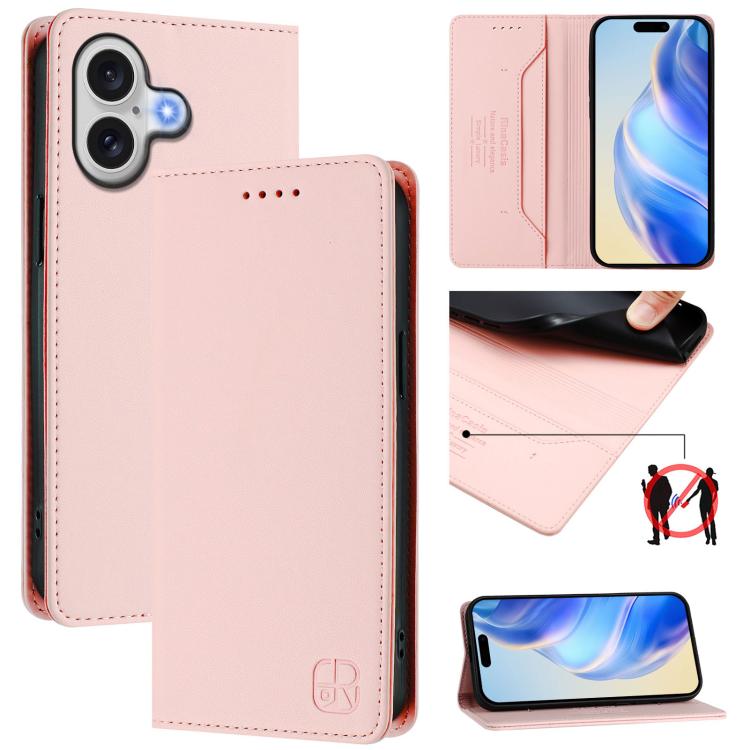 Coque de téléphone en cuir RFID RC01 à double pli magnétique, pour iPhone 17e / 16e, pour iPhone 17 Pro Max, pour iPhone 17 Pro, pour iPhone 17, pour iPhone Air, pour iPhone 16 Pro Max