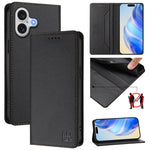 Coque de téléphone en cuir RFID RC01 à double pli magnétique, pour iPhone 17e / 16e, pour iPhone 17 Pro Max, pour iPhone 17 Pro, pour iPhone 17, pour iPhone Air, pour iPhone 16 Pro Max