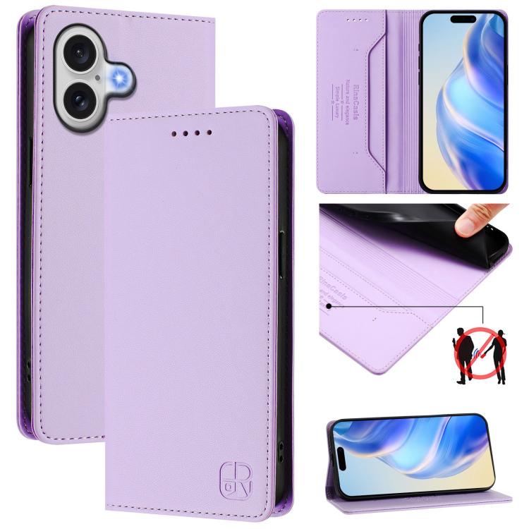 Coque de téléphone en cuir RFID RC01 à double pli magnétique, pour iPhone 17e / 16e, pour iPhone 17 Pro Max, pour iPhone 17 Pro, pour iPhone 17, pour iPhone Air, pour iPhone 16 Pro Max