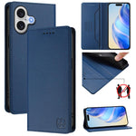 Coque de téléphone en cuir RFID RC01 à double pli magnétique, pour iPhone 17e / 16e, pour iPhone 17 Pro Max, pour iPhone 17 Pro, pour iPhone 17, pour iPhone Air, pour iPhone 16 Pro Max
