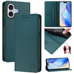 Coque de téléphone en cuir RFID RC01 à double pli magnétique, pour iPhone 17e / 16e, pour iPhone 17 Pro Max, pour iPhone 17 Pro, pour iPhone 17, pour iPhone Air, pour iPhone 16 Pro Max