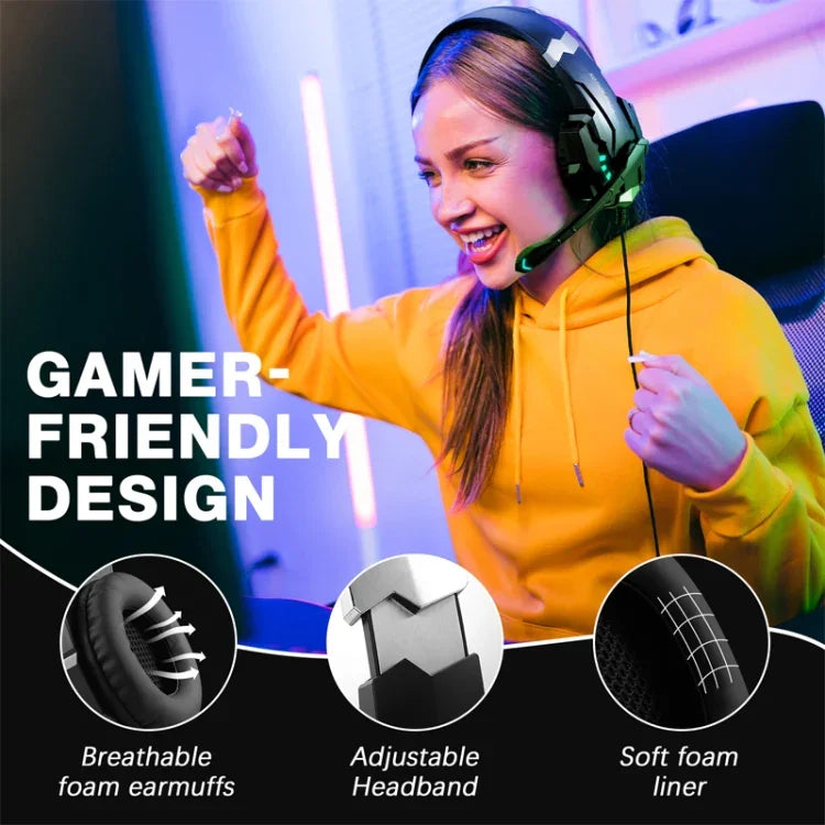 Casque de jeu KOTION EACH G9000 Pro supra-auriculaire avec micro, longueur de câble : environ 2,1 m, G9000 Pro