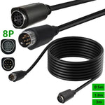 90 Degree mini DIN 8 Pin TV Audio Adapter Cable S-Video TV Box Cable, 0.5m, 1.8m, 3m