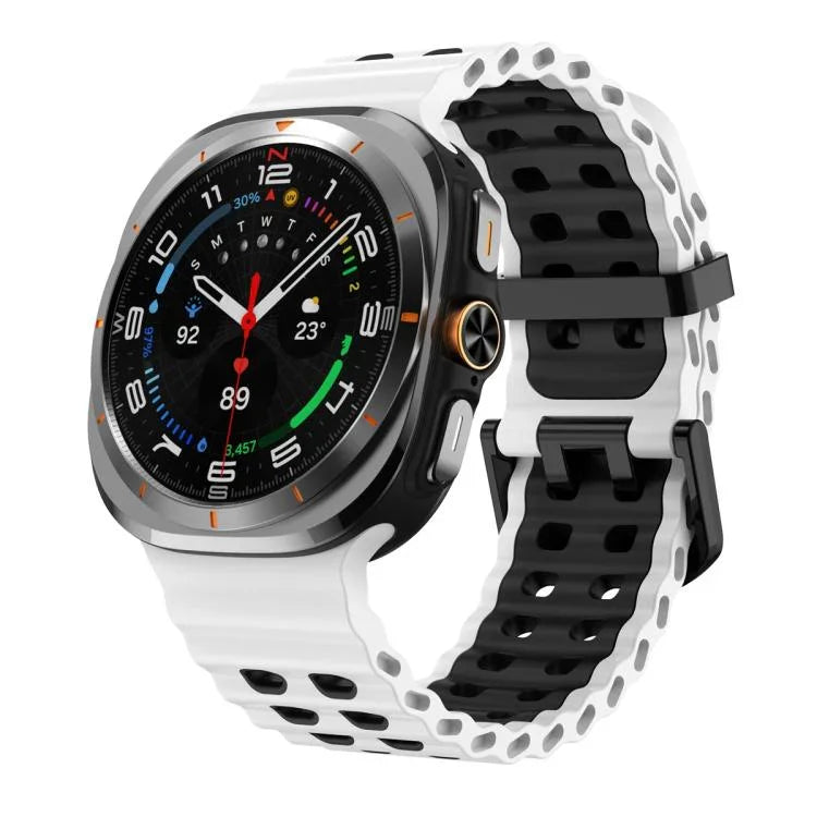 Bracelet de montre en silicone à deux rangées de trous, bicolore, modèle Ocean, pour Samsung Galaxy Watch Ultra 47 mm / Ultra 2025