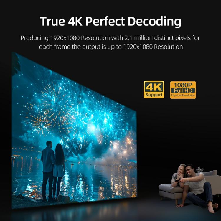 Projecteur intelligent AUN U002 1920x1080P 970ANSI Android 12 Home cinéma, prise US, prise UK, prise AU, prise EU