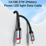 Câble de charge et données Yesido CA184 PD27W 3A USB-C / Type-C vers 8 broches, longueur : 2m, CA184