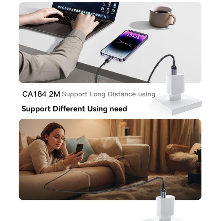 Câble de charge et données Yesido CA184 PD27W 3A USB-C / Type-C vers 8 broches, longueur : 2m, CA184