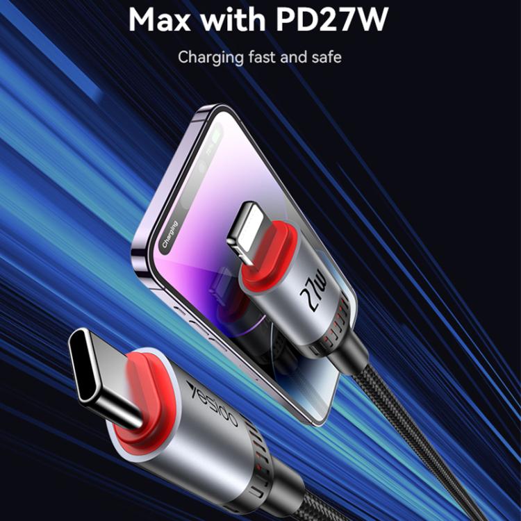 Câble de charge et données Yesido CA184 PD27W 3A USB-C / Type-C vers 8 broches, longueur : 2m, CA184