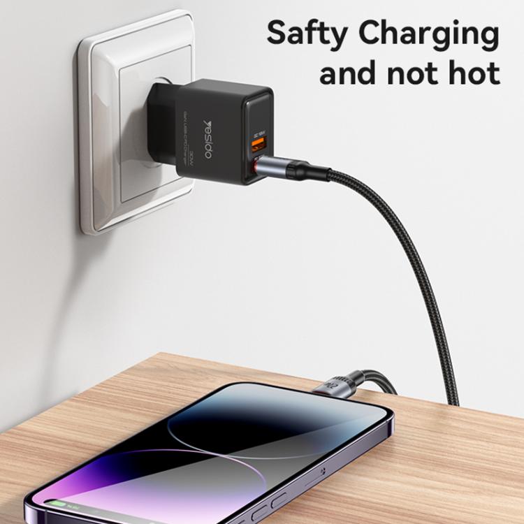 Câble de charge et données Yesido CA184 PD27W 3A USB-C / Type-C vers 8 broches, longueur : 2m, CA184