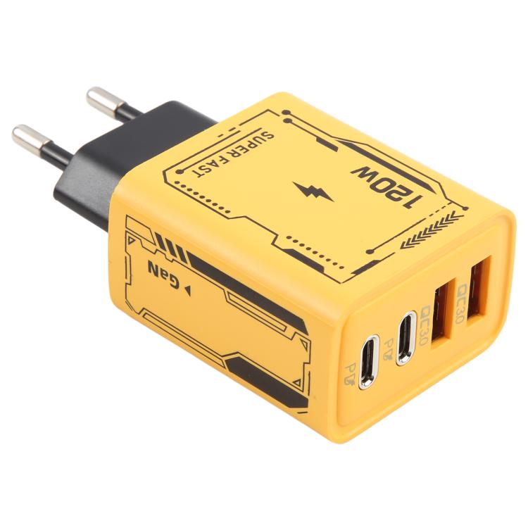 Adaptateur de charge AR-PD14 GaN 120W 4 ports 2 PD 2 QC 3.0 USB et USB-C / Type-C chargeur rapide, prise EU, prise US