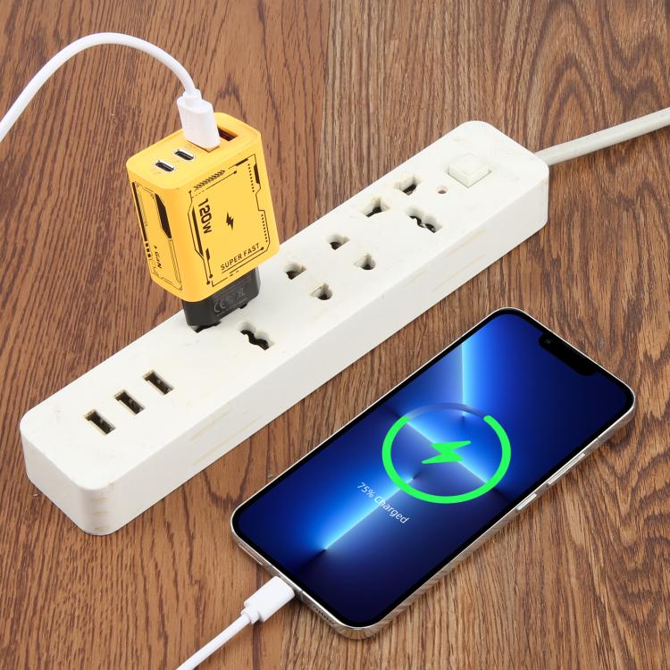 Adaptateur de charge AR-PD14 GaN 120W 4 ports 2 PD 2 QC 3.0 USB et USB-C / Type-C chargeur rapide, prise EU, prise US