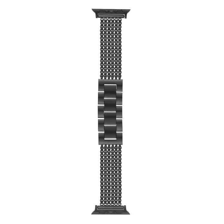 Bracelet de montre en acier inoxydable à 6 maillons, compatible avec les Apple Watch 46 mm / 49 mm / 45 mm / 44 mm et 42 mm / 41 mm / 40 mm / 38 mm.