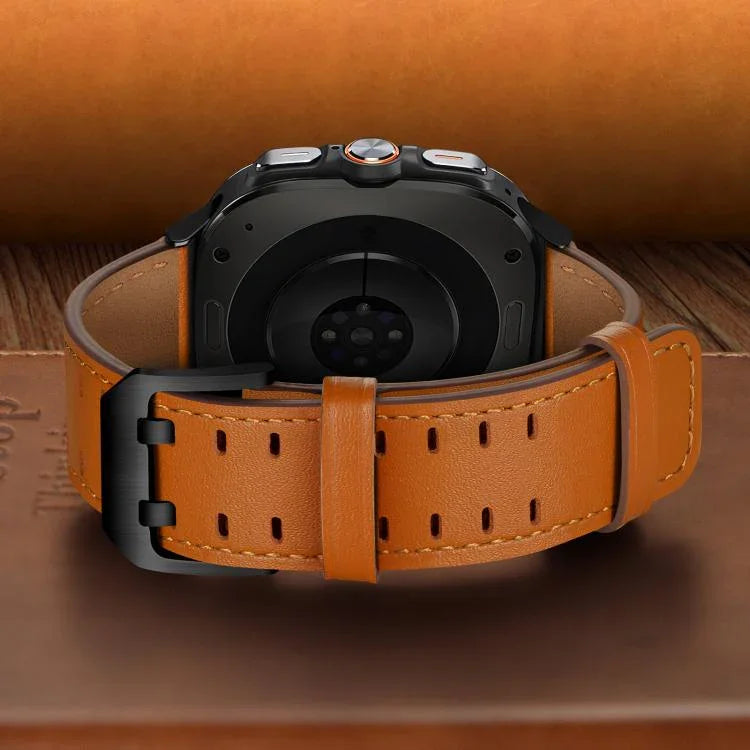 Bracelet de montre en cuir véritable à double boucle, pour Samsung Galaxy Watch Ultra / Ultra 2025, pour Samsung Galaxy Watch8 / Watch8 Classic