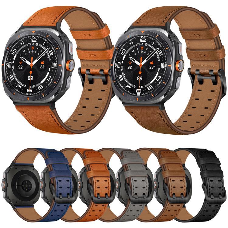 Bracelet de montre en cuir véritable à double boucle, pour Samsung Galaxy Watch Ultra / Ultra 2025, pour Samsung Galaxy Watch8 / Watch8 Classic