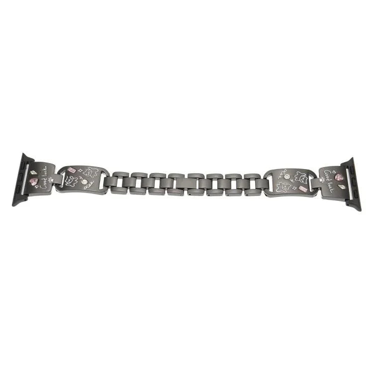 Bracelet de montre en acier inoxydable avec motif chat diamant coloré, compatible avec Apple Watch 46 mm / 49 mm / 45 mm / 44 mm et Apple Watch 42 mm / 41 mm / 40 mm / 38 mm.