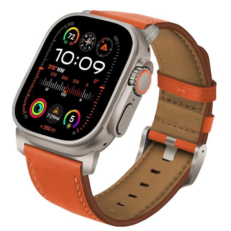 Bracelet de Montre en Cuir Véritable Nappa avec Boucle en Titane, pour Apple Watch 46mm / 49mm / 45mm / 44mm