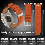 Bracelet de Montre en Cuir Véritable Nappa avec Boucle en Titane, pour Apple Watch 46mm / 49mm / 45mm / 44mm