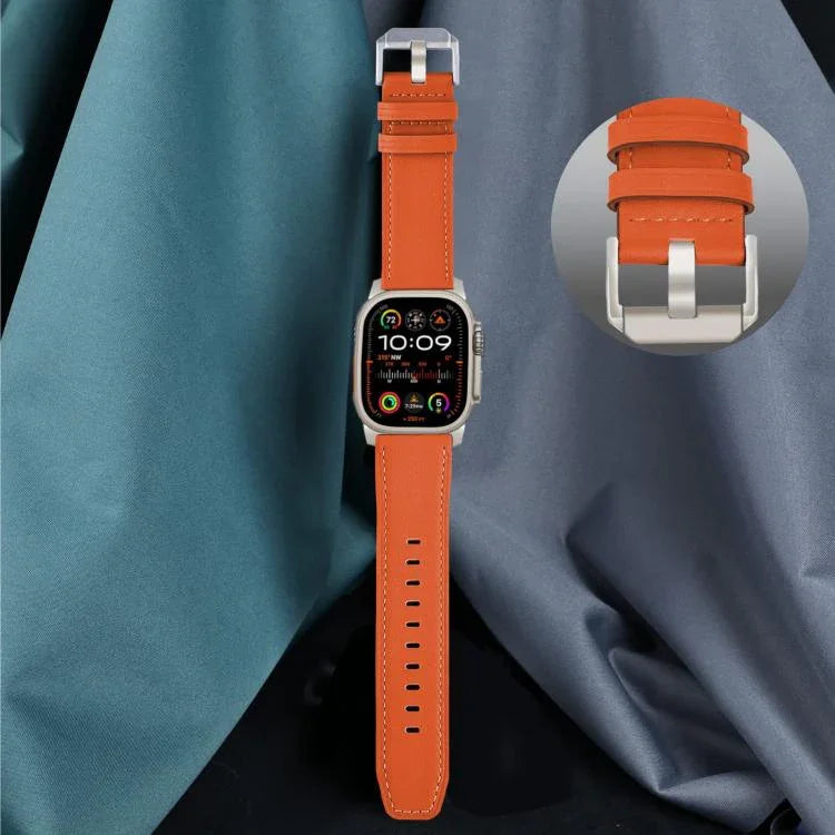 Bracelet de Montre en Cuir Véritable Nappa avec Boucle en Titane, pour Apple Watch 46mm / 49mm / 45mm / 44mm