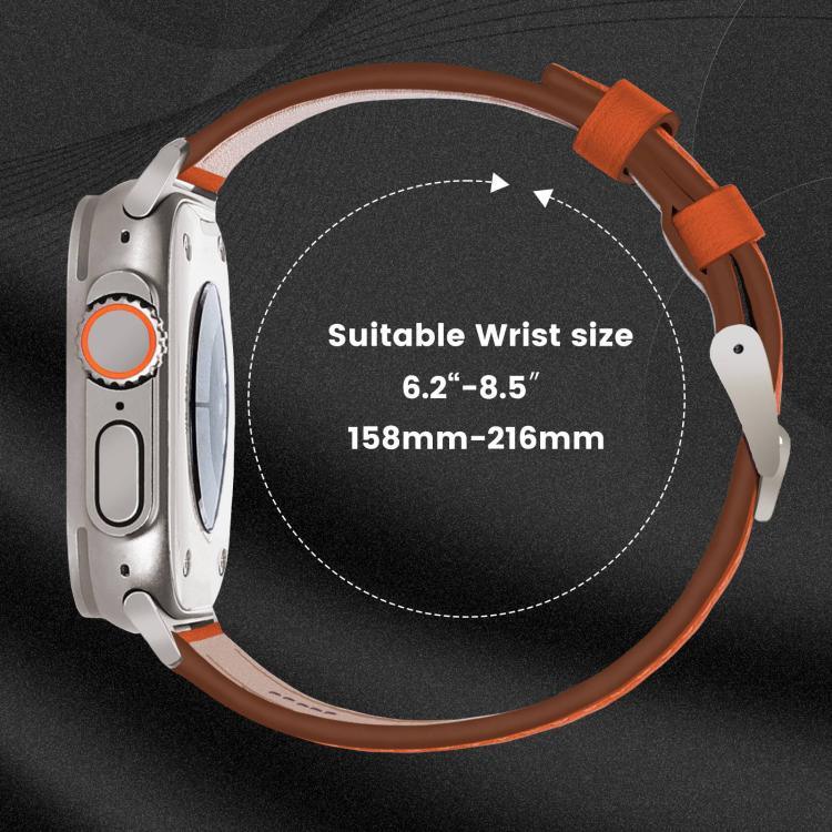 Bracelet de Montre en Cuir Véritable Nappa avec Boucle en Titane, pour Apple Watch 46mm / 49mm / 45mm / 44mm