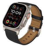Bracelet de Montre en Cuir Véritable Nappa avec Boucle en Titane, pour Apple Watch 46mm / 49mm / 45mm / 44mm
