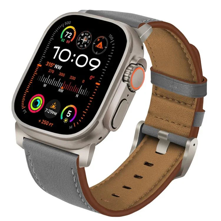 Bracelet de Montre en Cuir Véritable Nappa avec Boucle en Titane, pour Apple Watch 46mm / 49mm / 45mm / 44mm