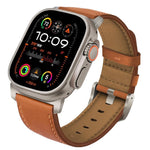 Bracelet de Montre en Cuir Véritable Nappa avec Boucle en Titane, pour Apple Watch 46mm / 49mm / 45mm / 44mm