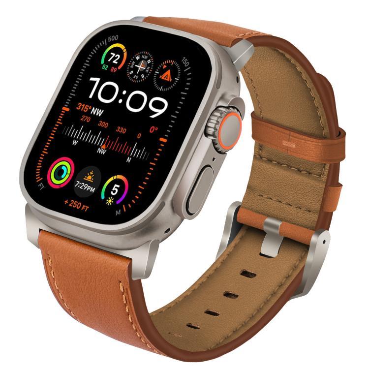 Bracelet de Montre en Cuir Véritable Nappa avec Boucle en Titane, pour Apple Watch 46mm / 49mm / 45mm / 44mm