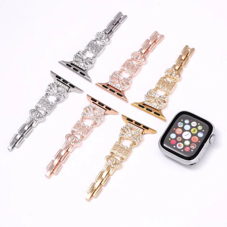 Bracelet de montre en acier inoxydable avec boucle nœud papillon, compatible avec Apple Watch 46 mm / 49 mm / 45 mm / 44 mm et Apple Watch 42 mm / 41 mm / 40 mm / 38 mm.