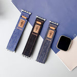 Bracelet de montre en toile de nylon denim avec fermeture auto-agrippante, compatible avec Apple Watch 46 mm / 49 mm / 45 mm / 44 mm et Apple Watch 42 mm / 41 mm / 40 mm / 38 mm.