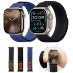 Bracelet de montre en toile de nylon denim avec fermeture auto-agrippante, compatible avec Apple Watch 46 mm / 49 mm / 45 mm / 44 mm et Apple Watch 42 mm / 41 mm / 40 mm / 38 mm.